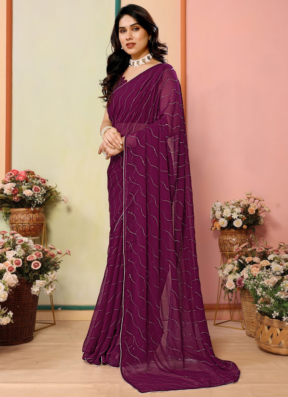 Classic Printed Georgette Saree - S9413