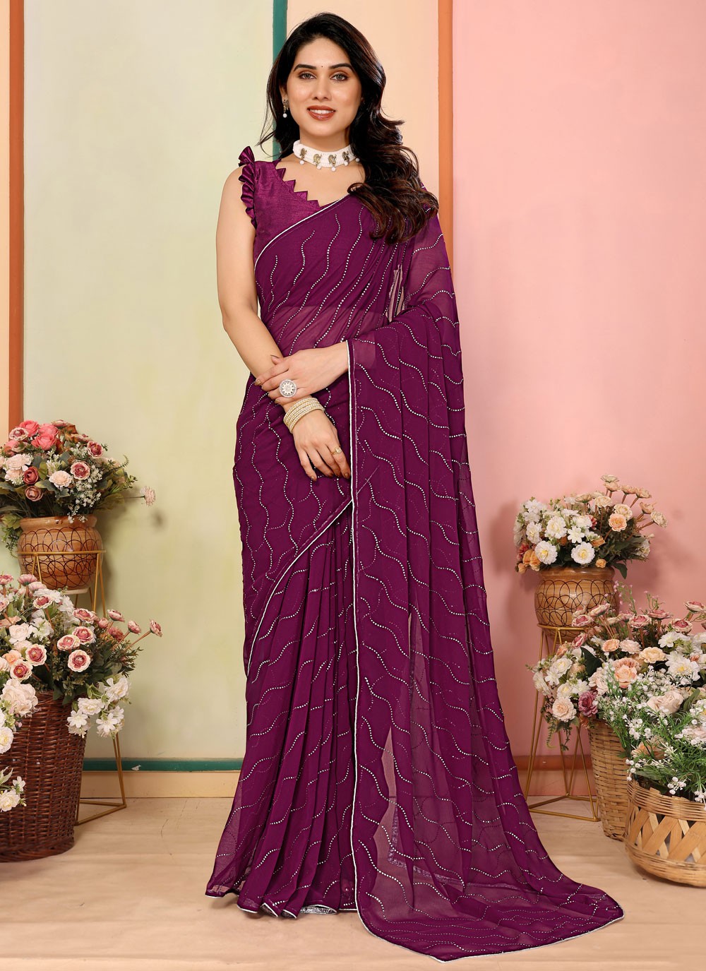 Classic Printed Georgette Saree - S9413