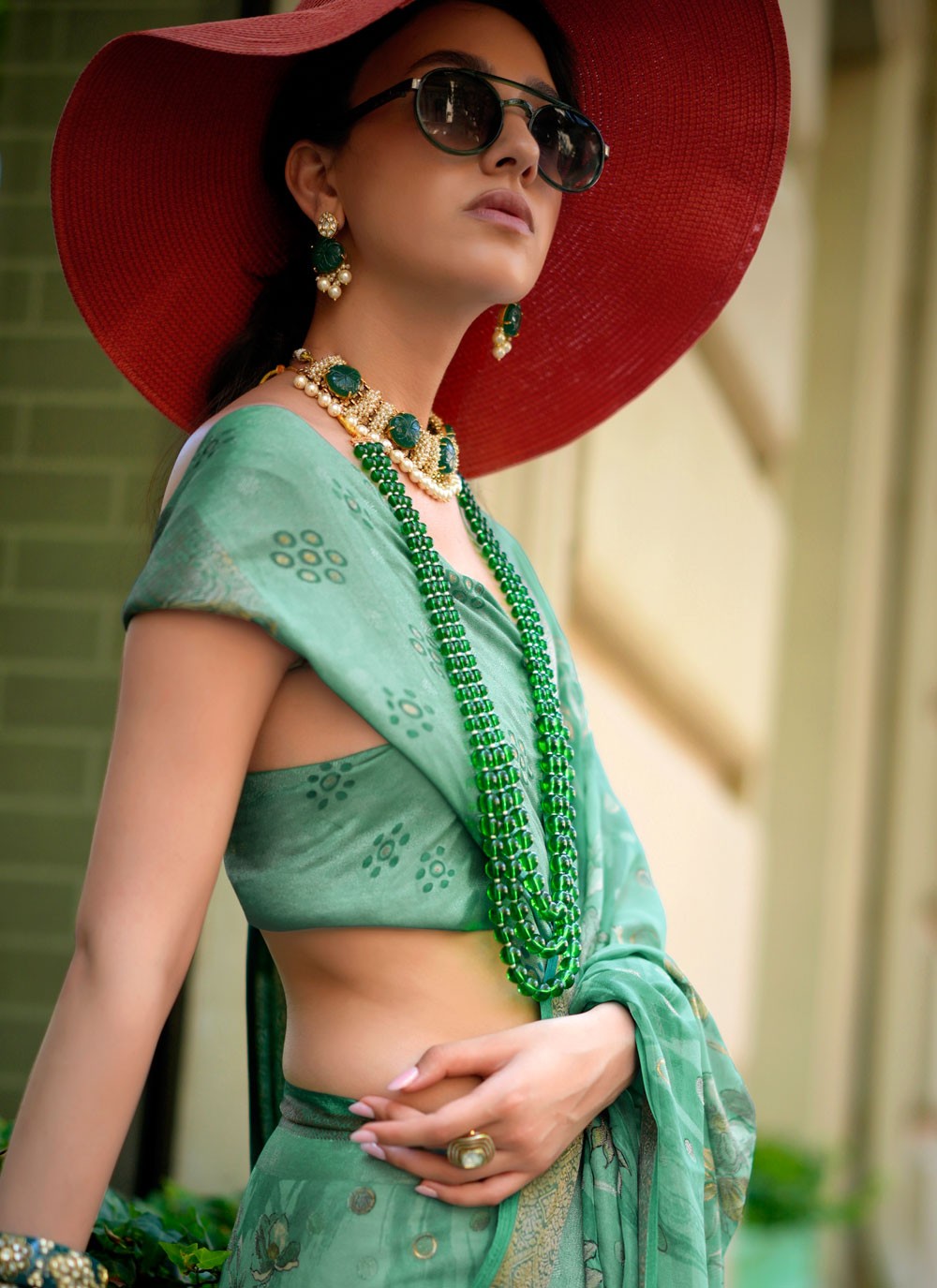 Green Georgette Traditional Saree Fancy Work S20326