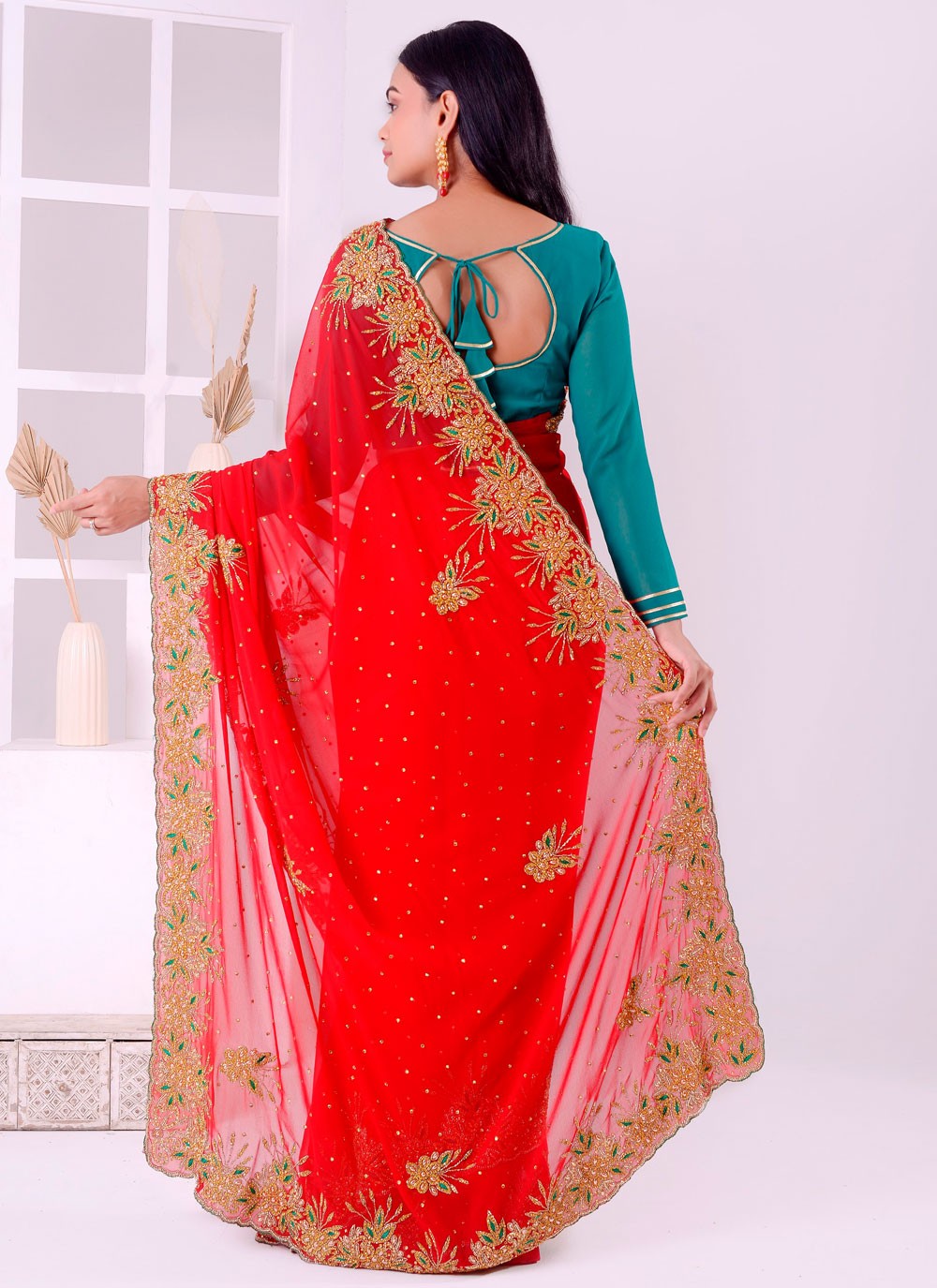 Classic Embroidered Georgette Saree - S7711