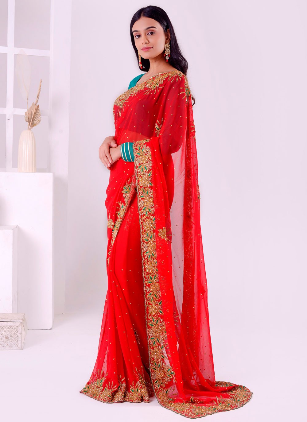 Classic Embroidered Georgette Saree - S7711