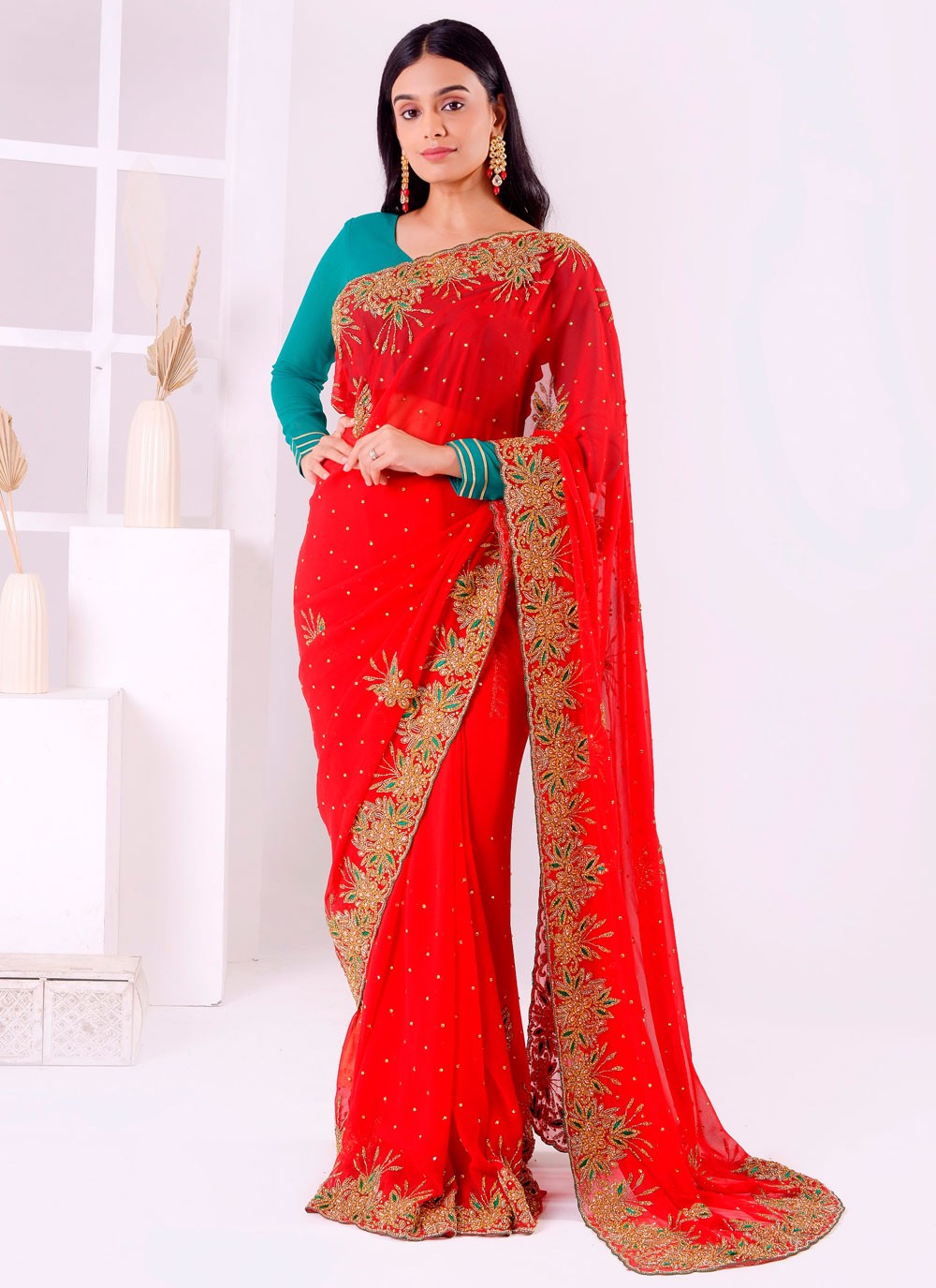 Classic Embroidered Georgette Saree - S7711