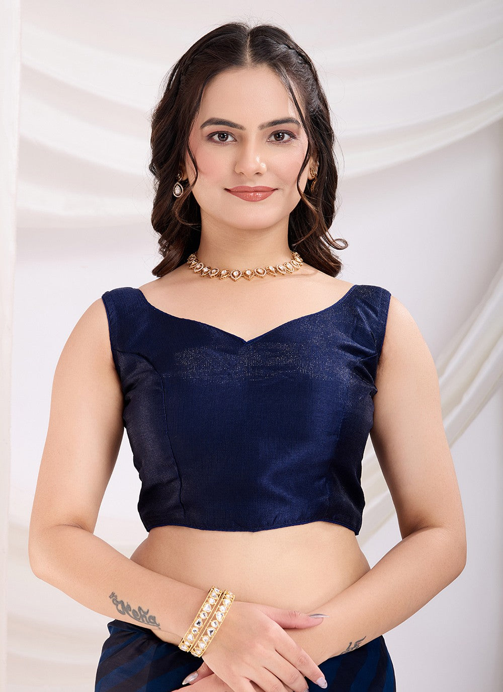 Embroidered Georgette Blue Saree S13788