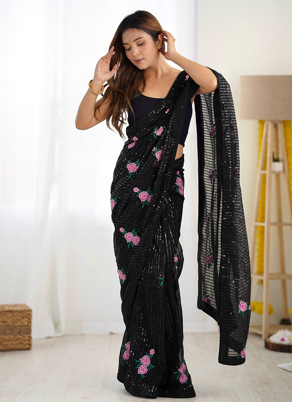 Classic Embroidered Georgette Saree - S8567
