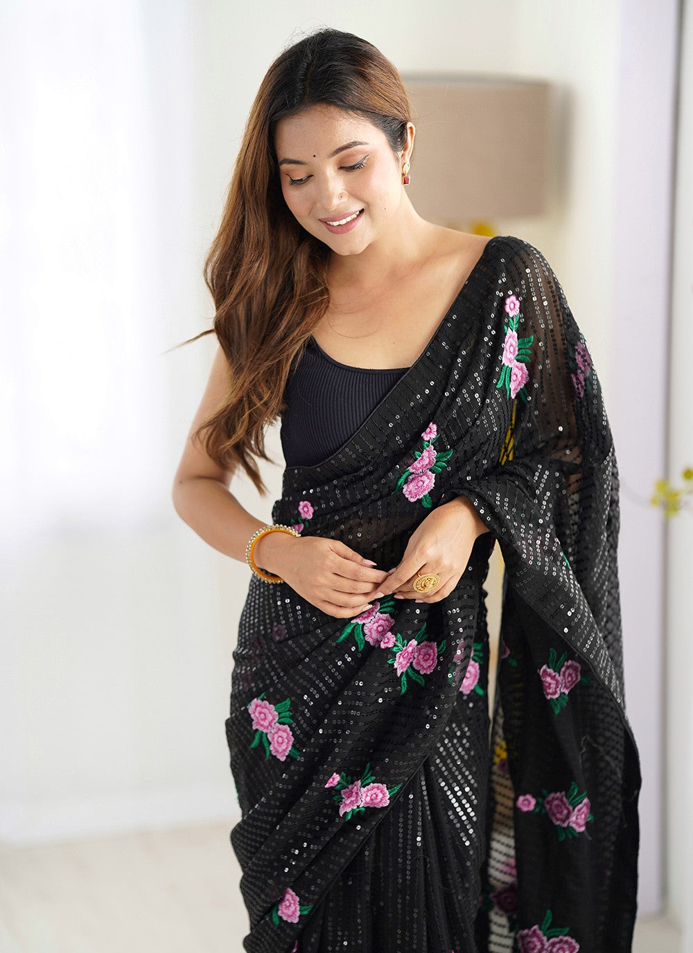 Classic Embroidered Georgette Saree - S8567