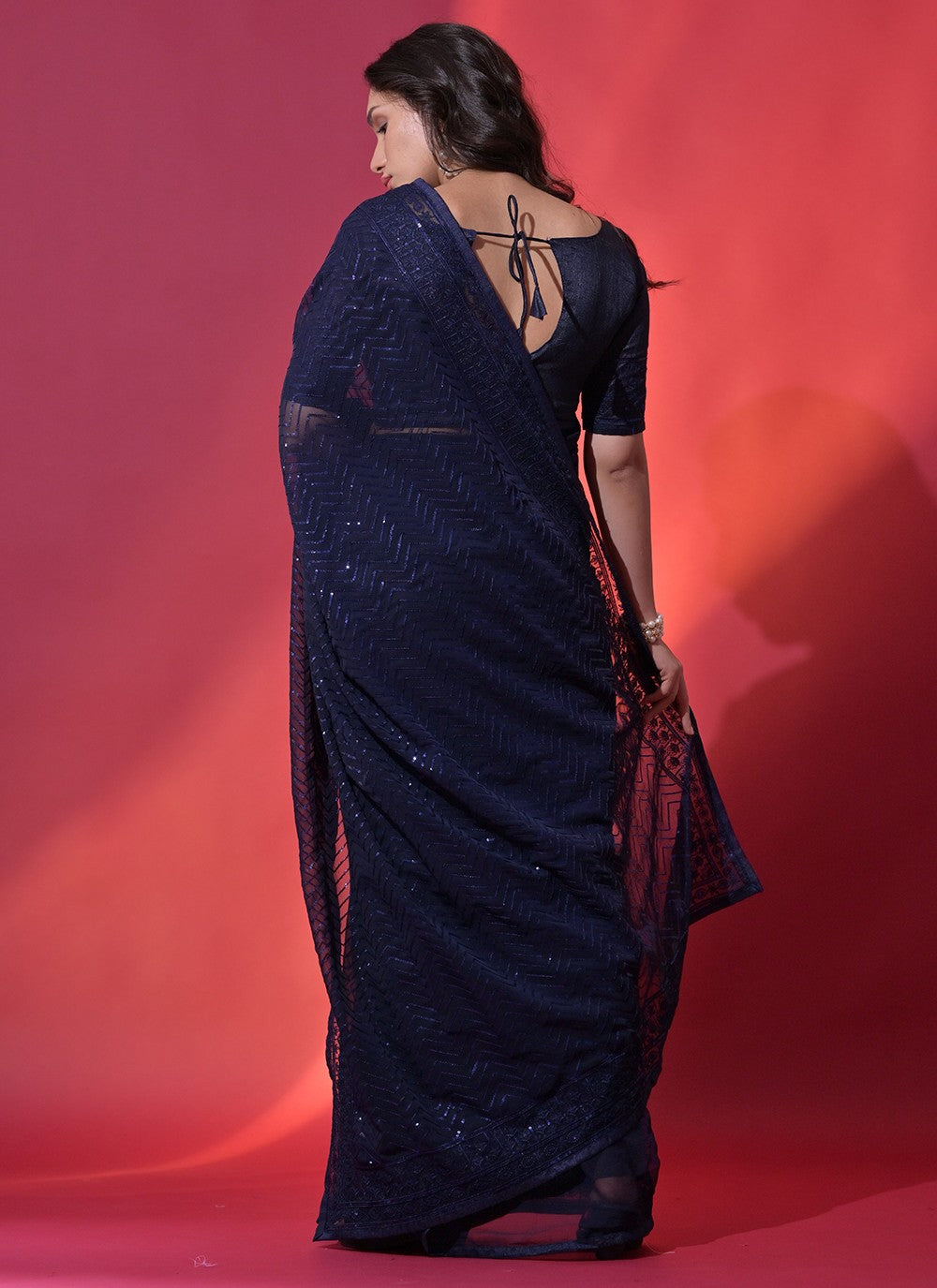 Classic Embroidered Georgette Saree - S5226