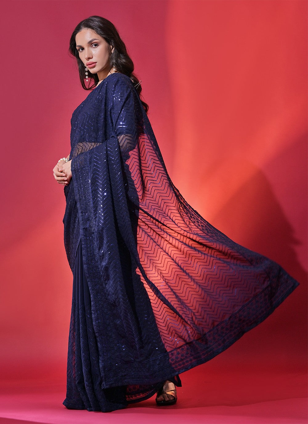 Classic Embroidered Georgette Saree - S5226