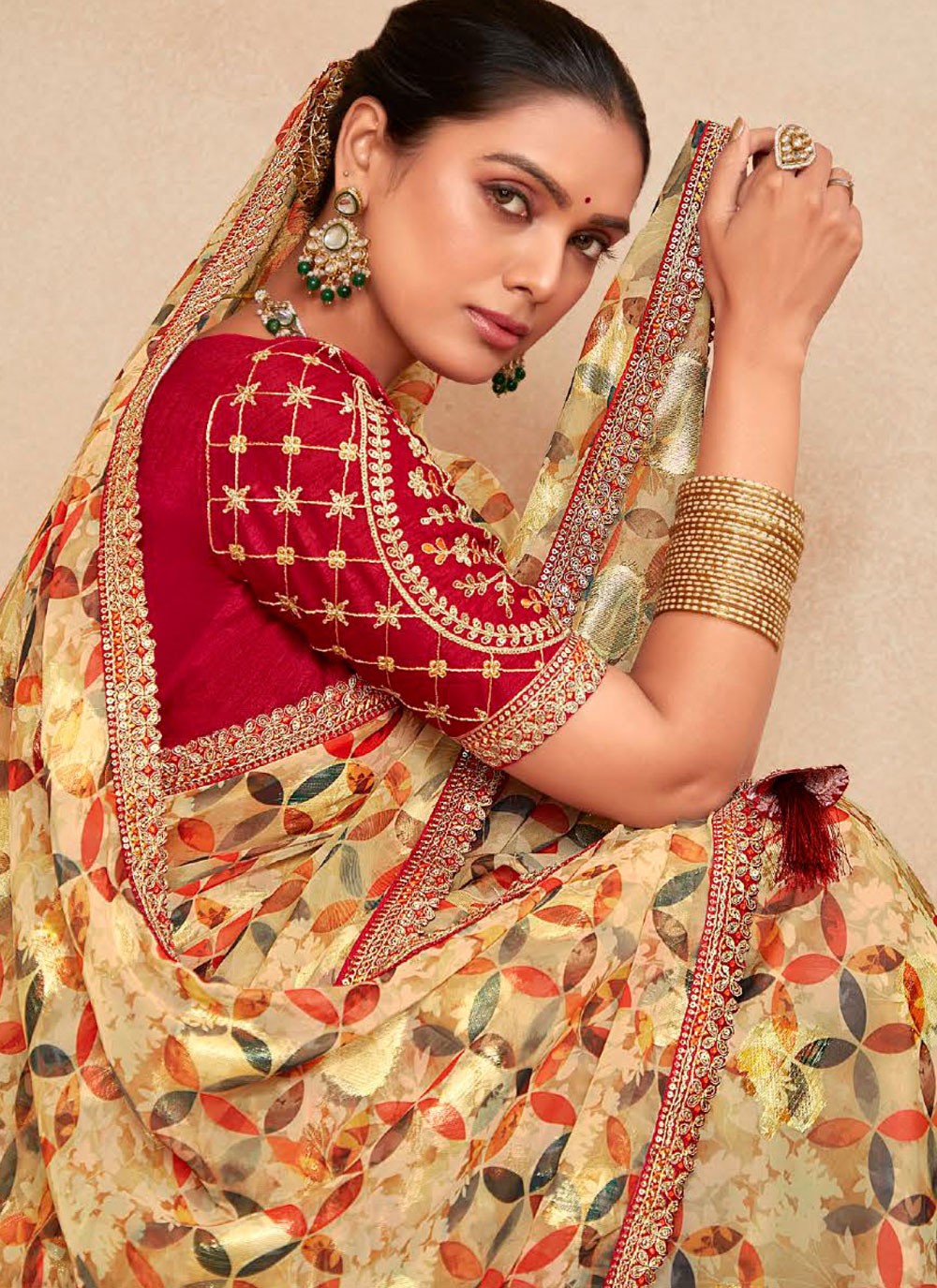 Yellow Georgette Contemporary Saree Embroidered, Printed S20512