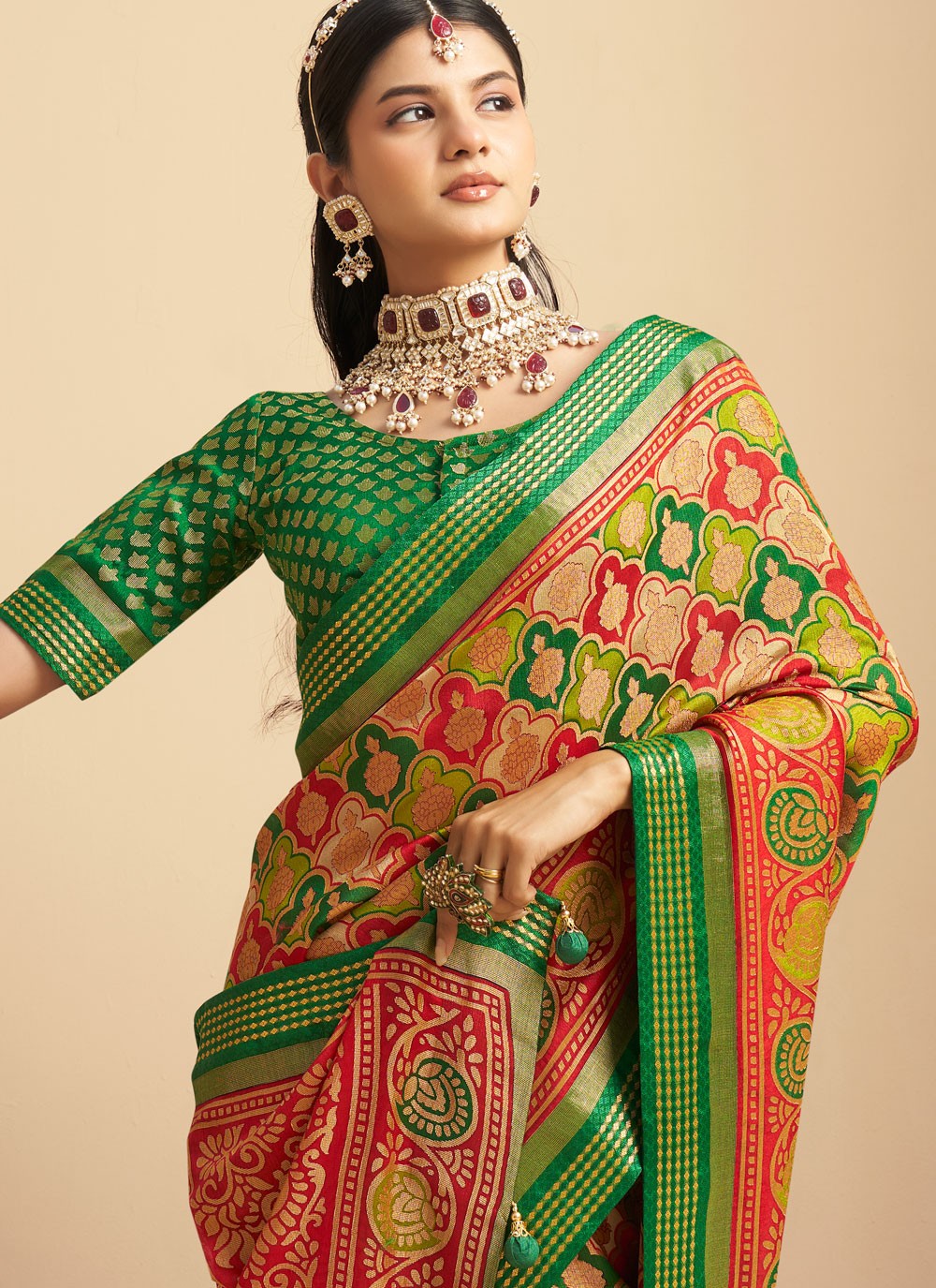Jacquard Work Georgette Multi Colour Saree S14294