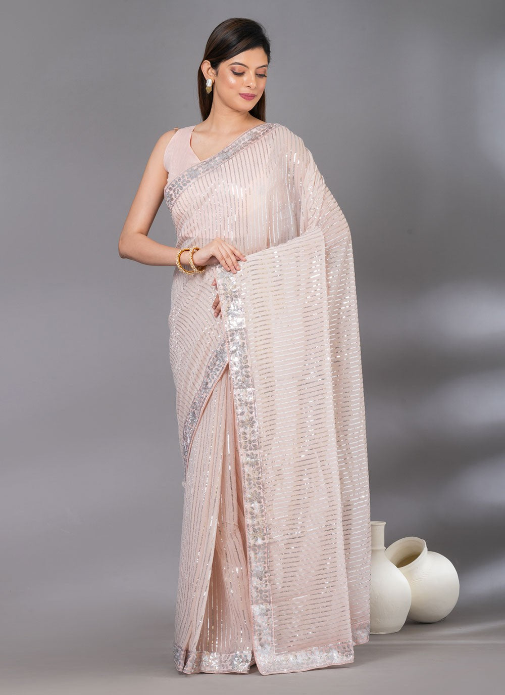 Classic Embroidered Net Saree - S4618