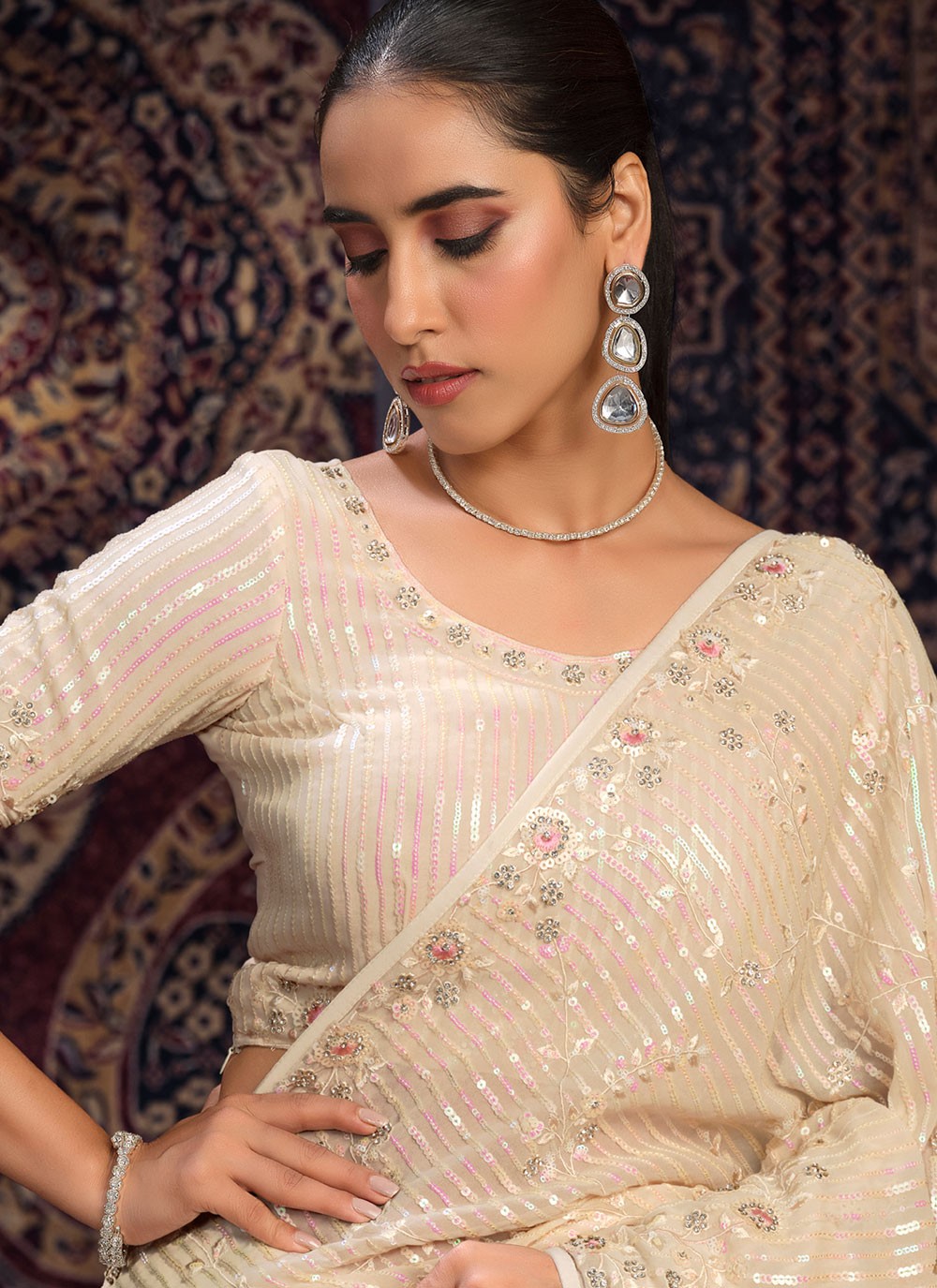 Classic Mirror Georgette Saree - S6287