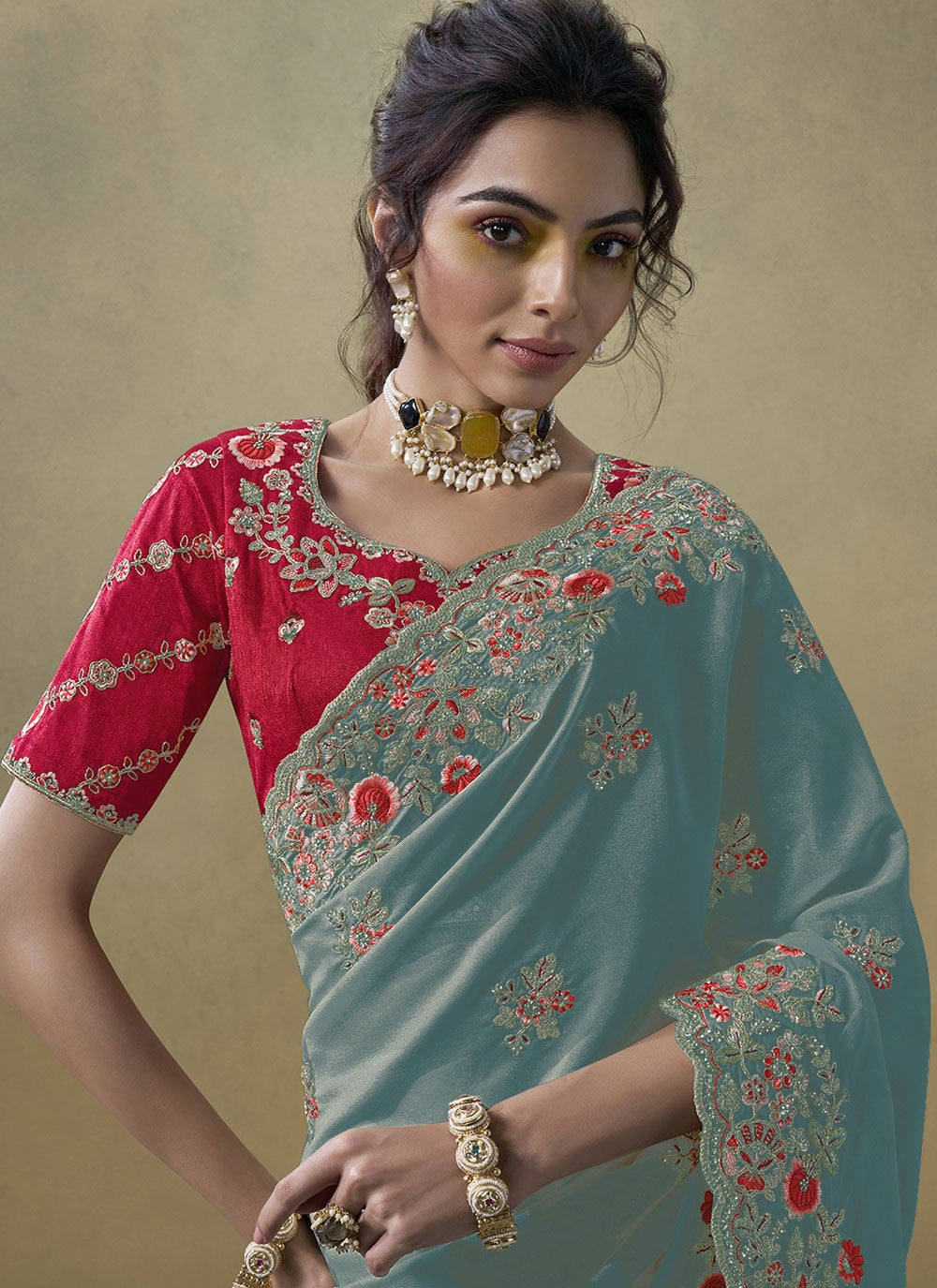 Cord Georgette Blue Saree S13879
