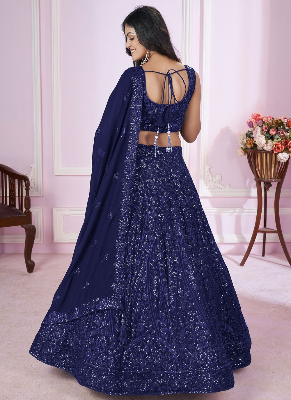 Embroidered Net A - Line Lehenga - L2142