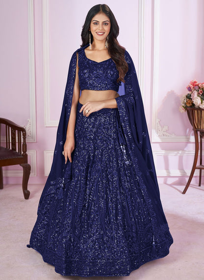 Embroidered Net A - Line Lehenga - L2142