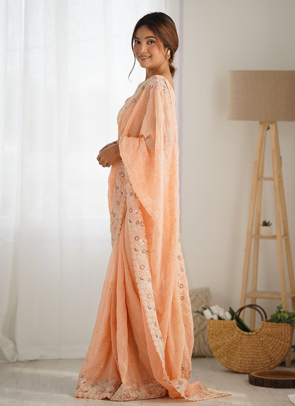 Classic Embroidered Georgette Saree - S8551