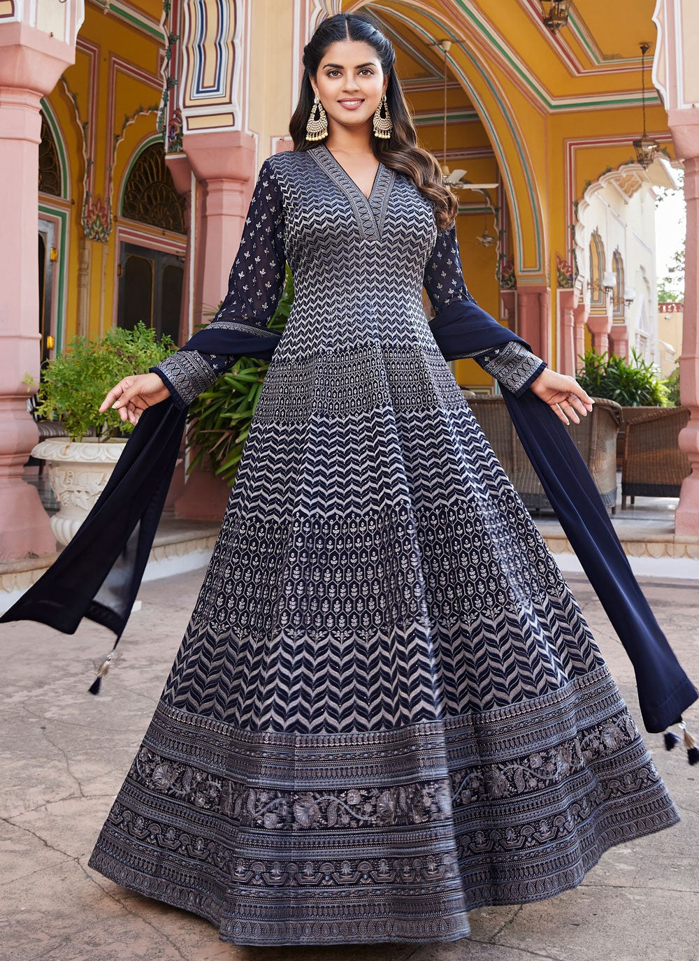 Embroidered Silk Gown - G1820