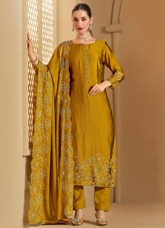 Pant Style Suit Embroidered, Swarovski Green T7249