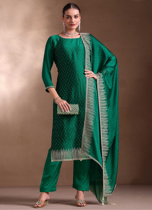 Pant Style Suit Embroidered, Swarovski Green T7253