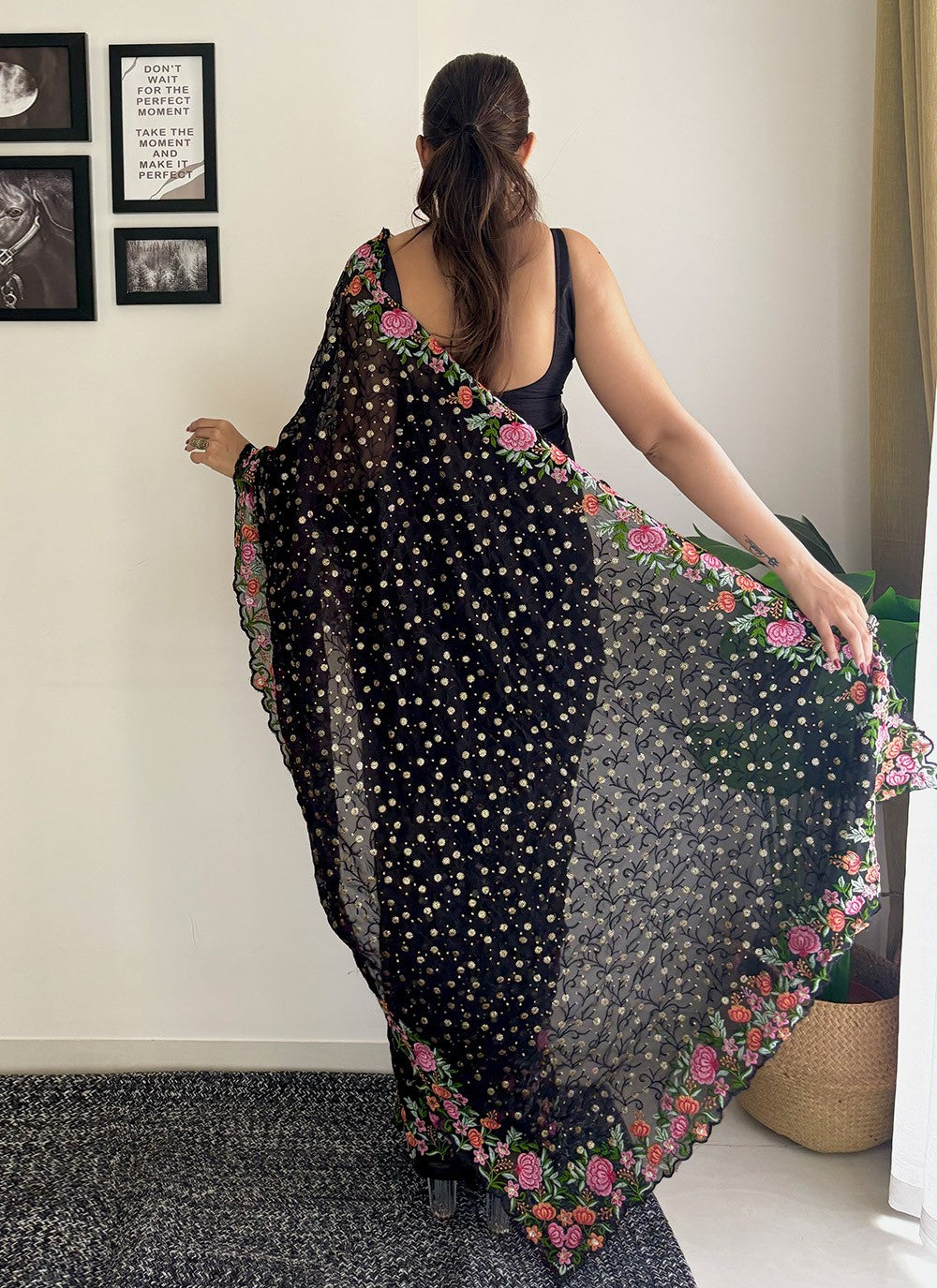 Traditional Embroidered Georgette Saree - S8035