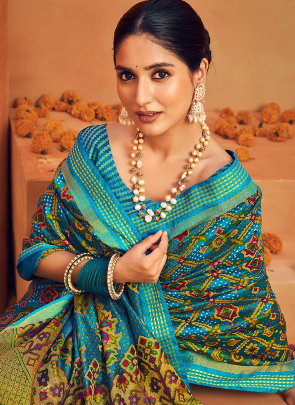 Designer Printed Blue Georgette Saree S13423