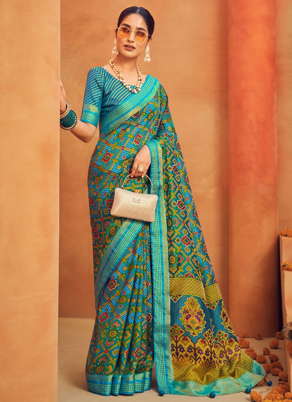 Designer Printed Blue Georgette Saree S13423