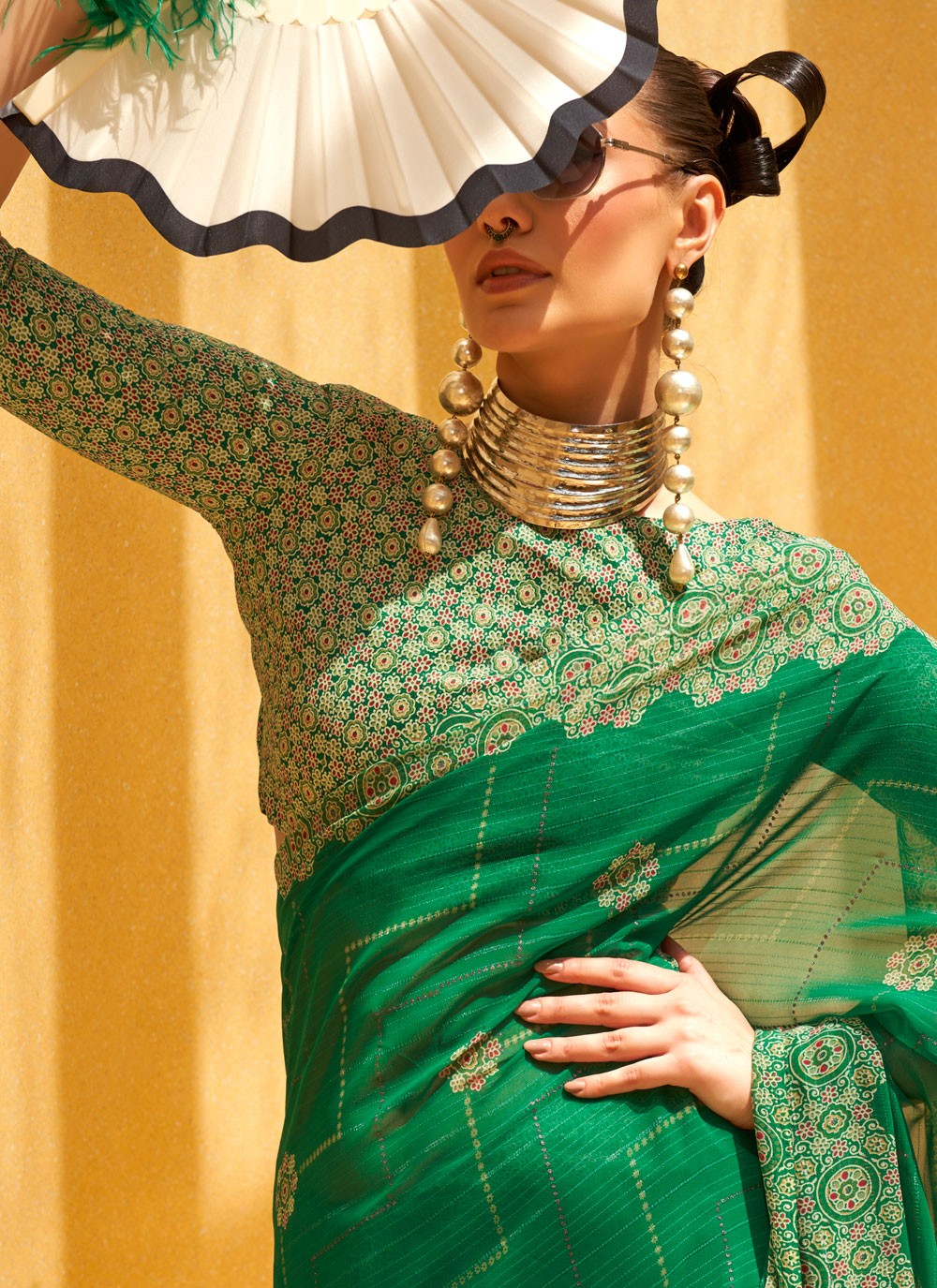 Classic Foliage Prints Georgette Saree - S7929