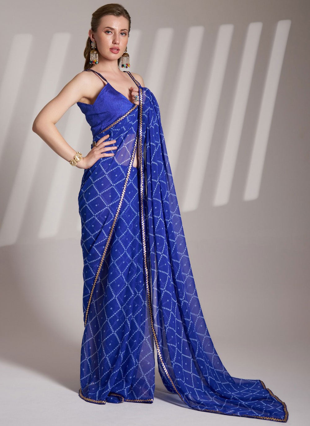 Foliage Prints Georgette Blue Saree S13922