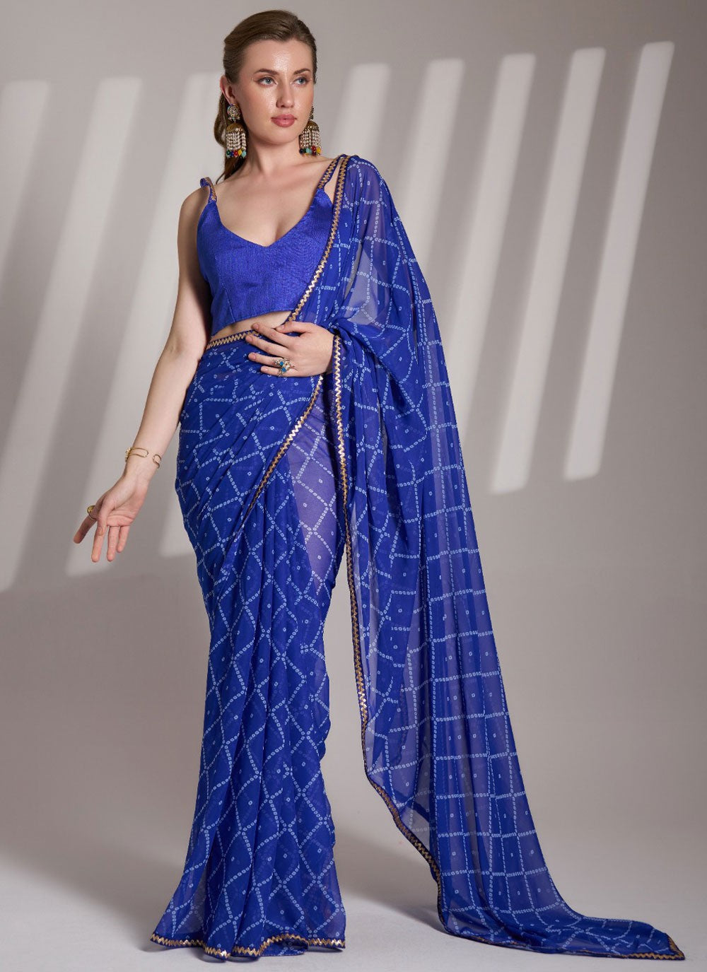 Foliage Prints Georgette Blue Saree S14158