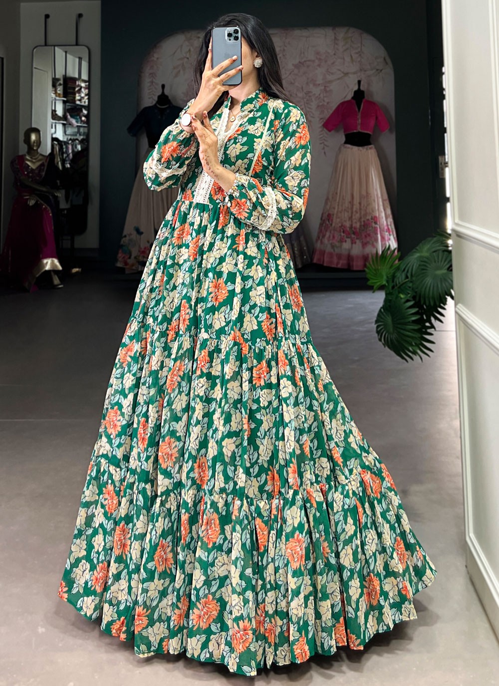 Floral Printed Georgette Gown - G1808