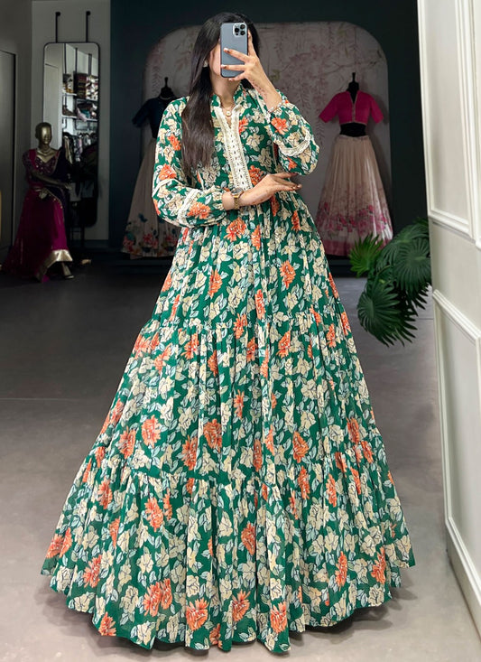 Floral Printed Georgette Gown - G1808