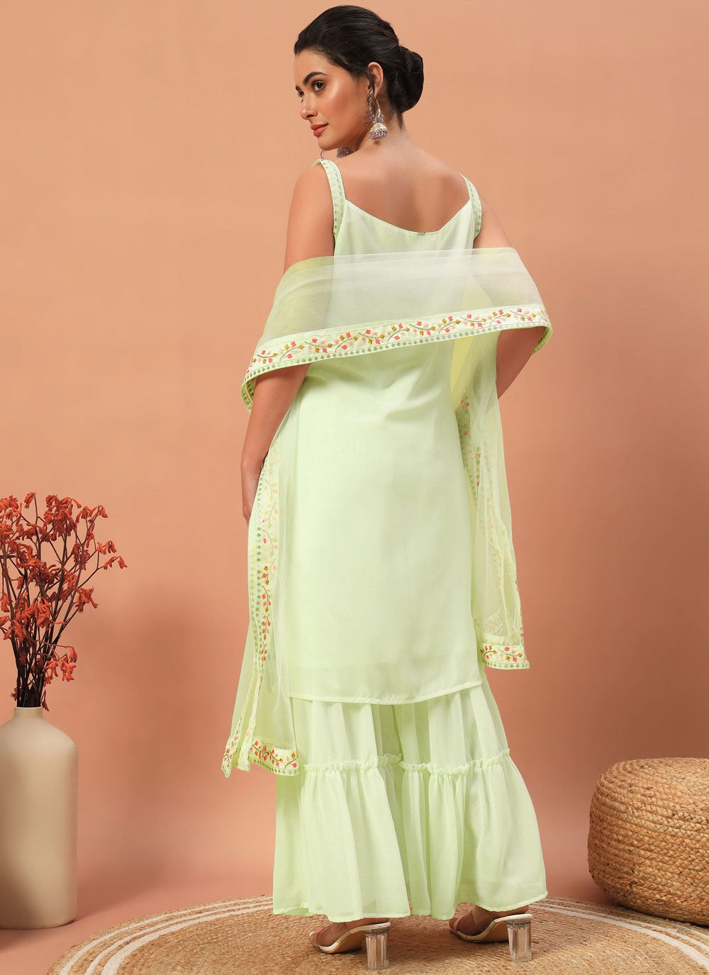 Salwar Suit Embroidered Green Georgette T5320