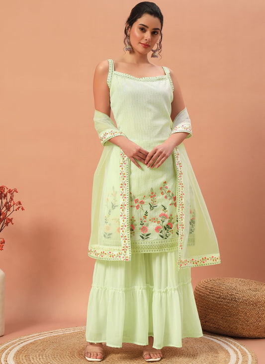 Salwar Suit Embroidered Green Georgette T5320