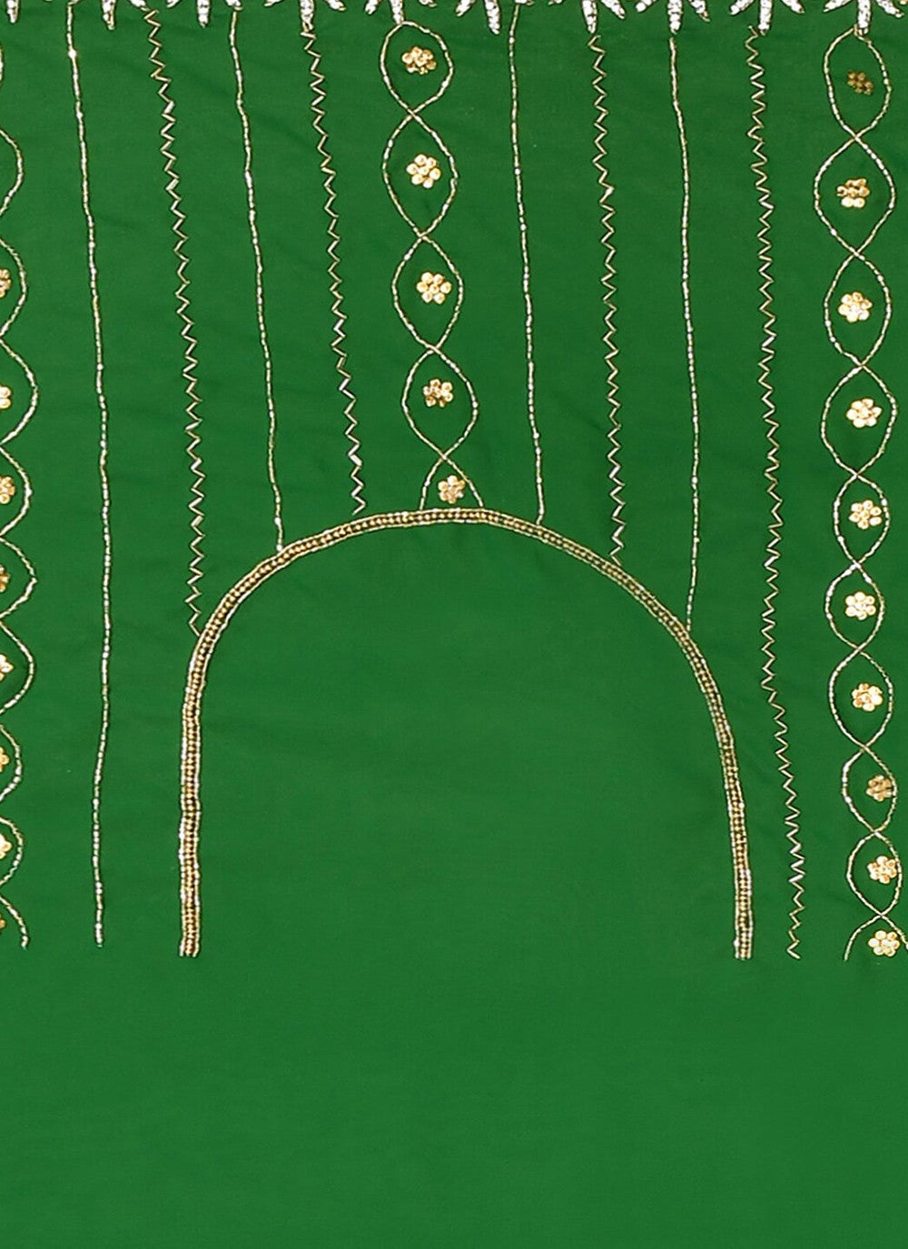 Hand Embroidery Georgette Green Saree S14285