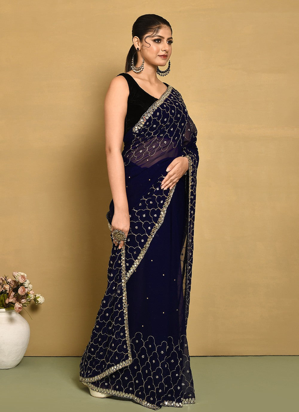 Classic Hand Embroidery Jimmy Chu Saree - S9269