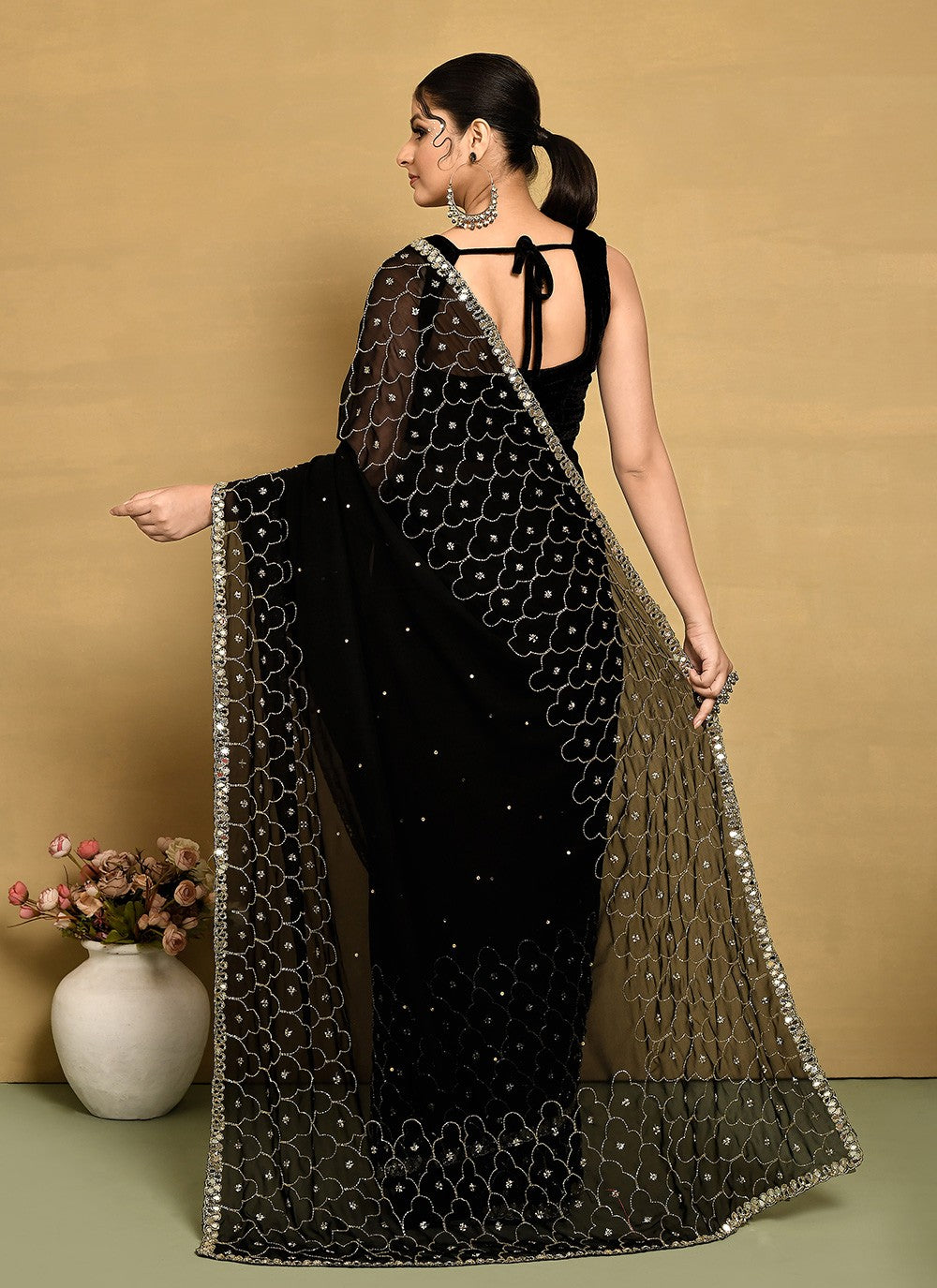 Classic Hand Embroidery Jimmy Chu Saree - S9269