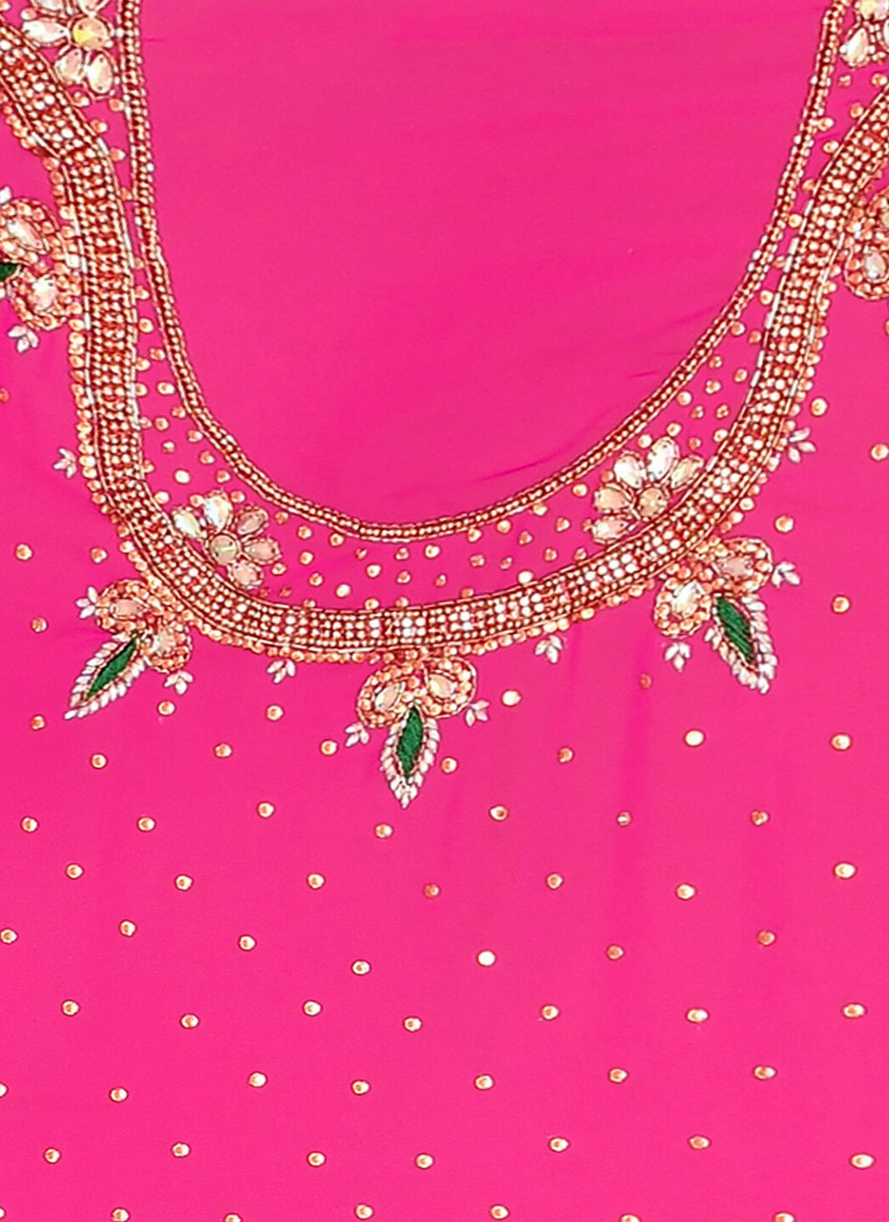 Hand Embroidery Georgette Hot Pink Saree S14278