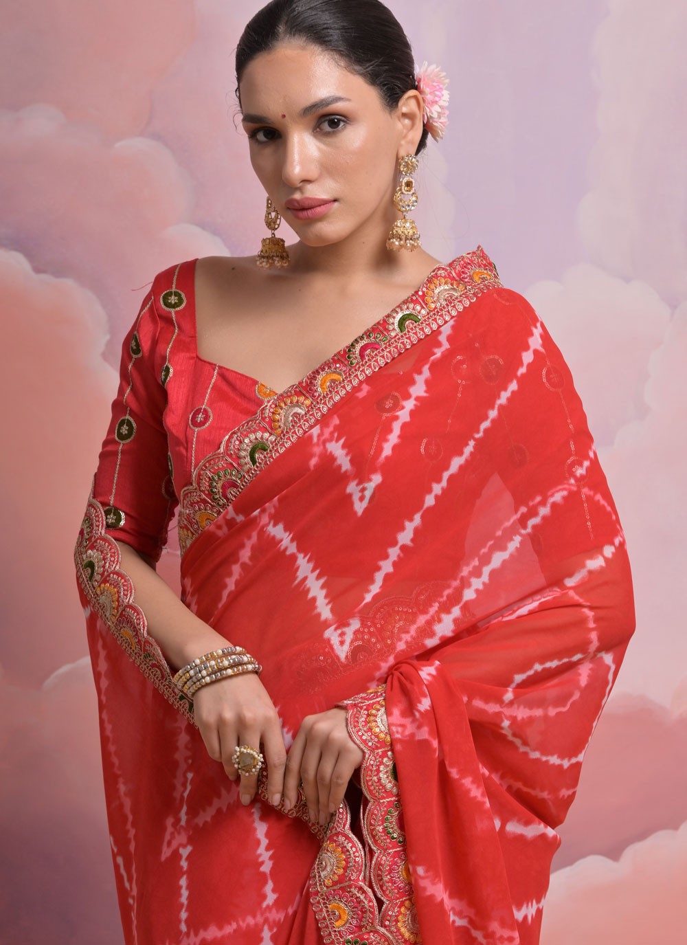 Contemporary Border Work Georgette Saree - S5203