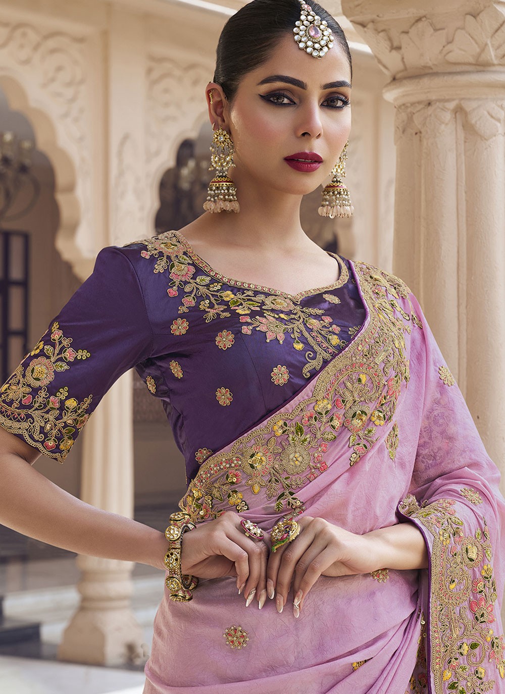 Cord Crush Magenta Saree S13895