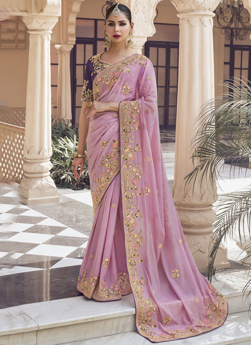 Cord Crush Magenta Saree S13895