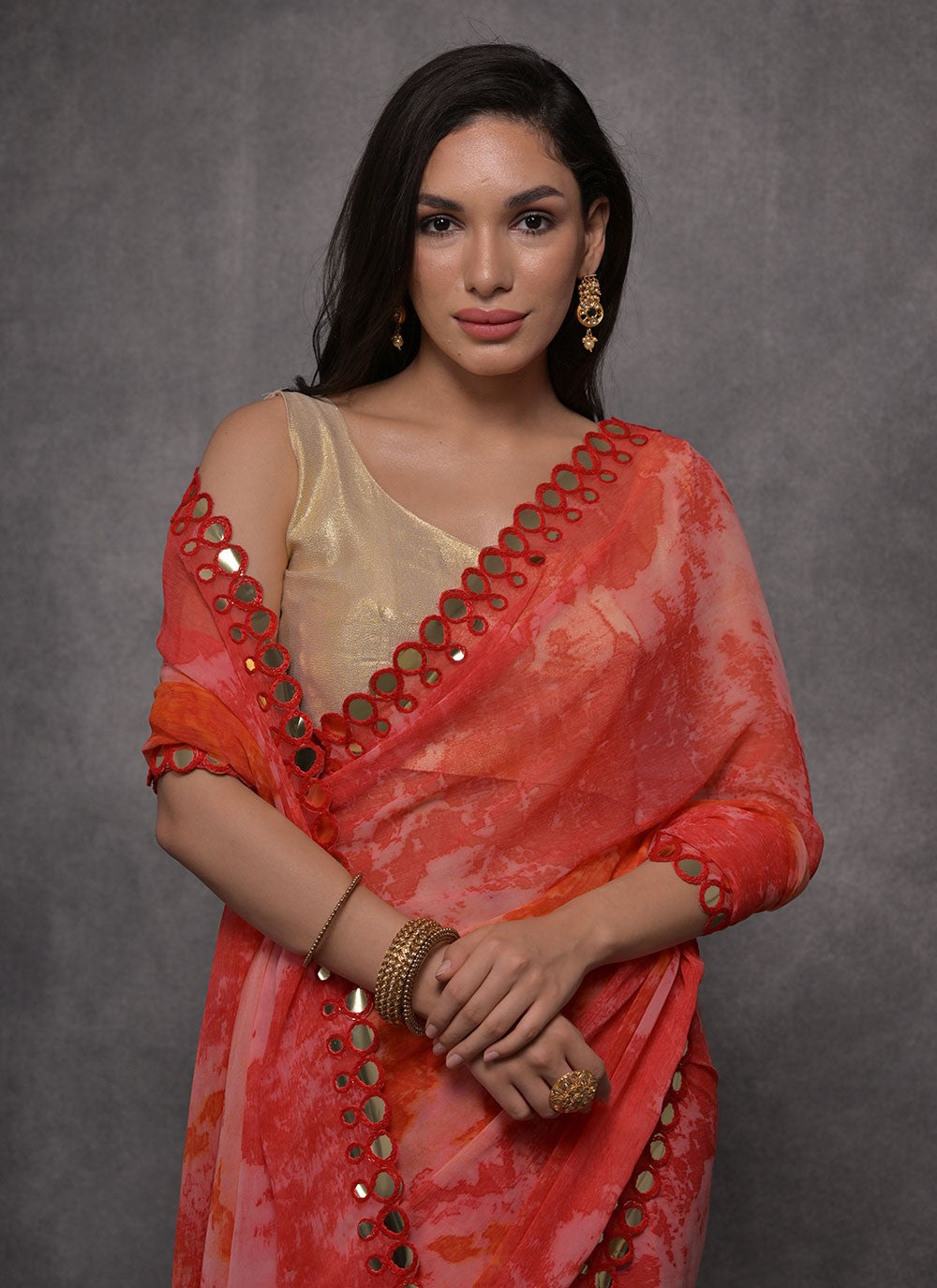Contemporary Mirror Georgette Saree - S4734