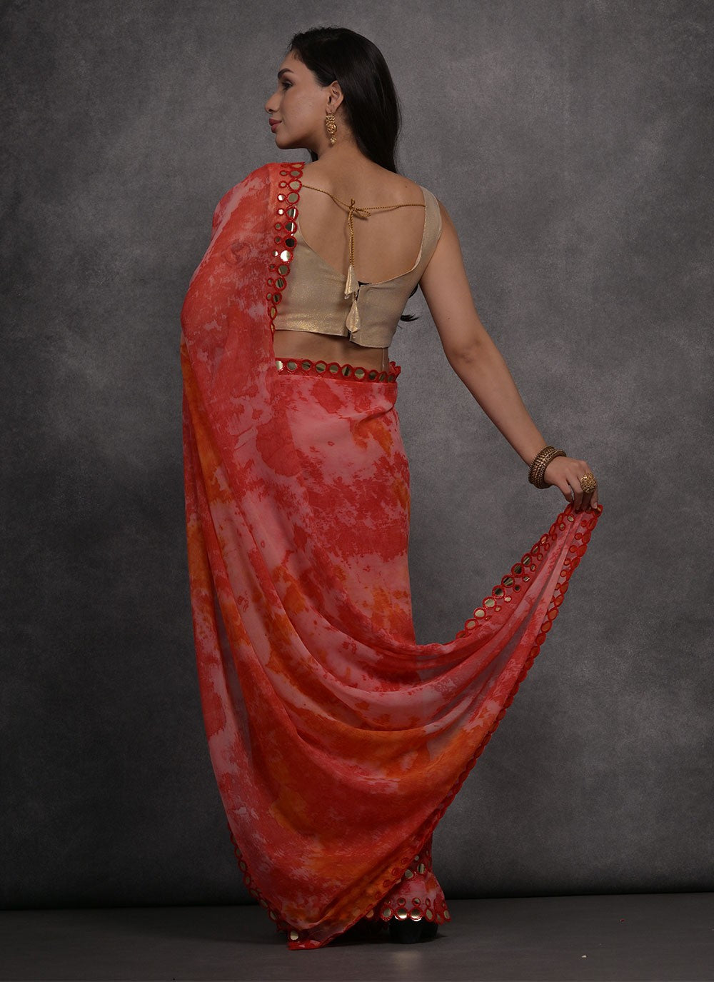 Contemporary Mirror Georgette Saree - S4734