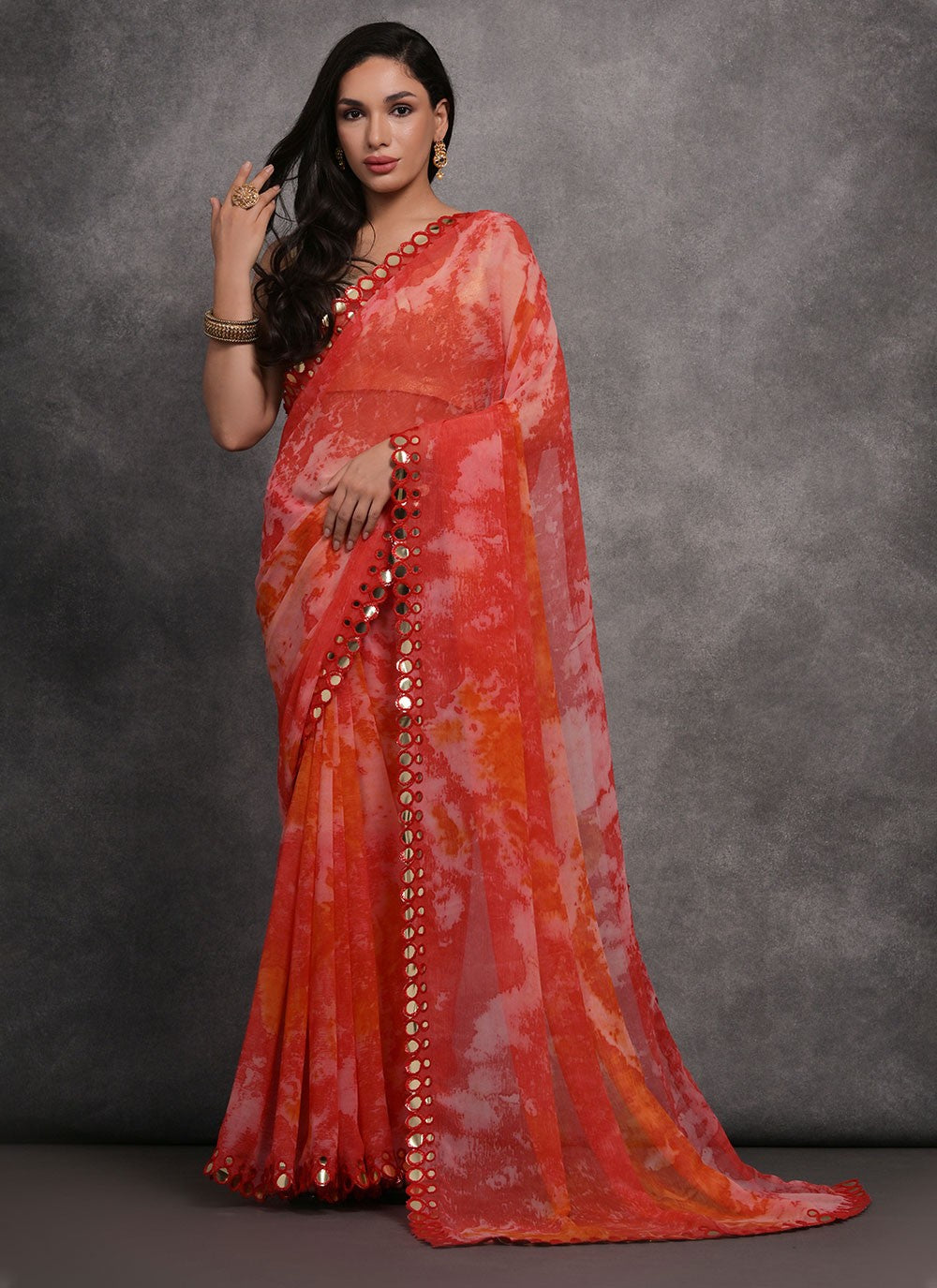 Contemporary Mirror Georgette Saree - S4734