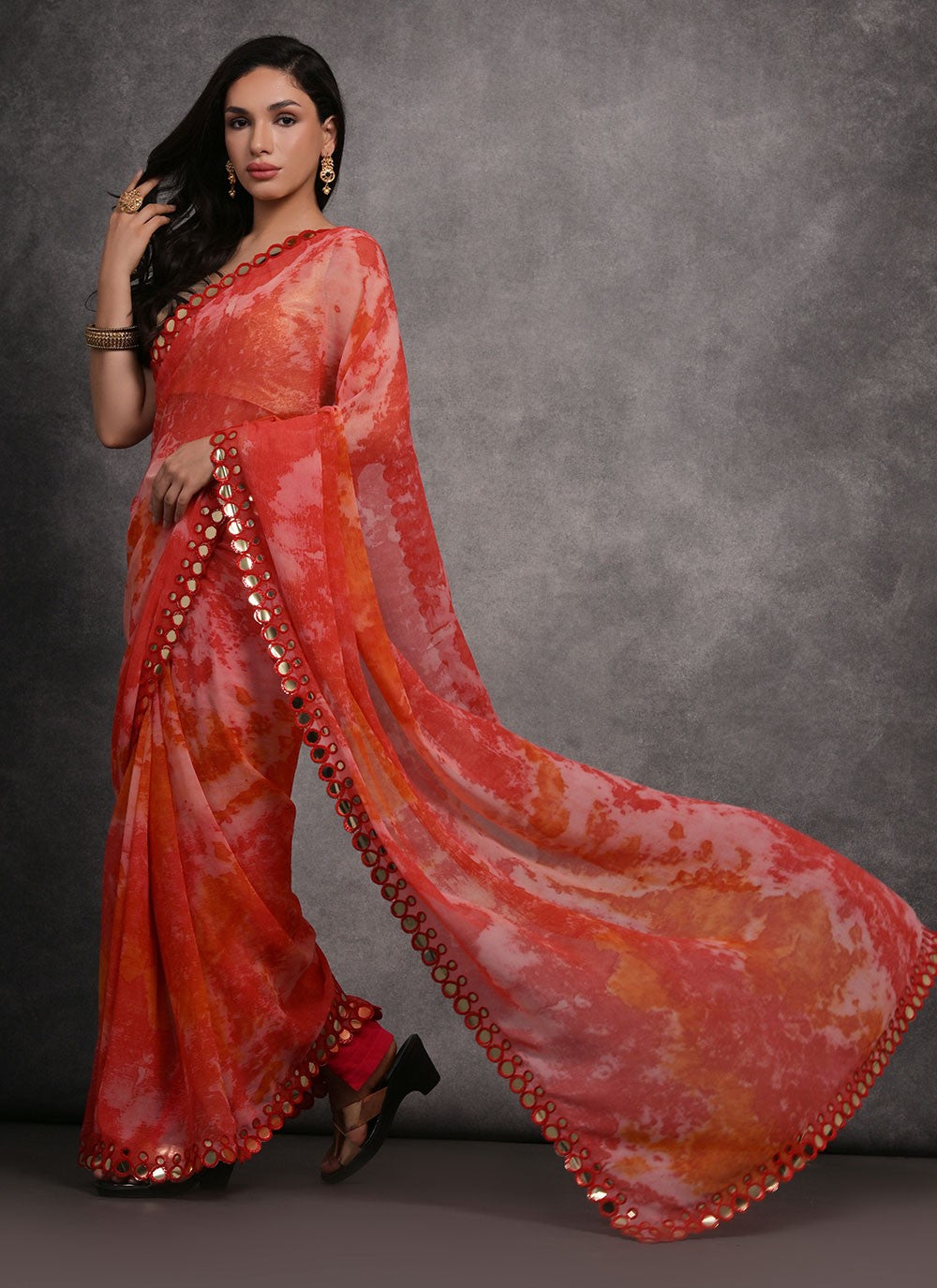 Contemporary Mirror Georgette Saree - S4734