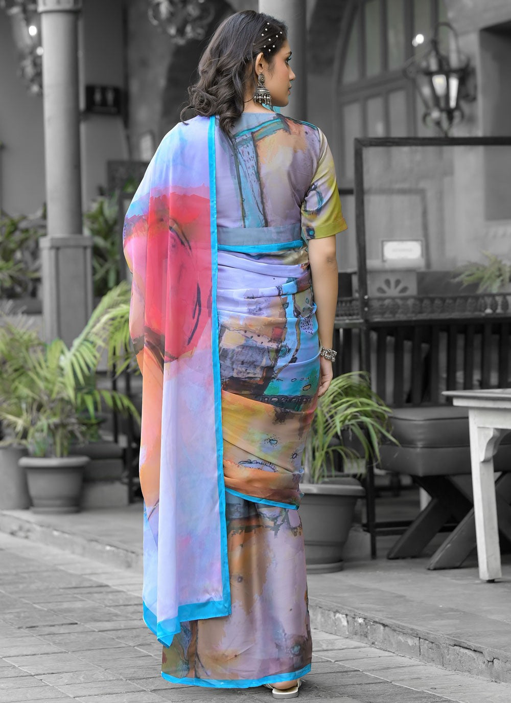 Digital Print Georgette Multi Colour Saree S14541