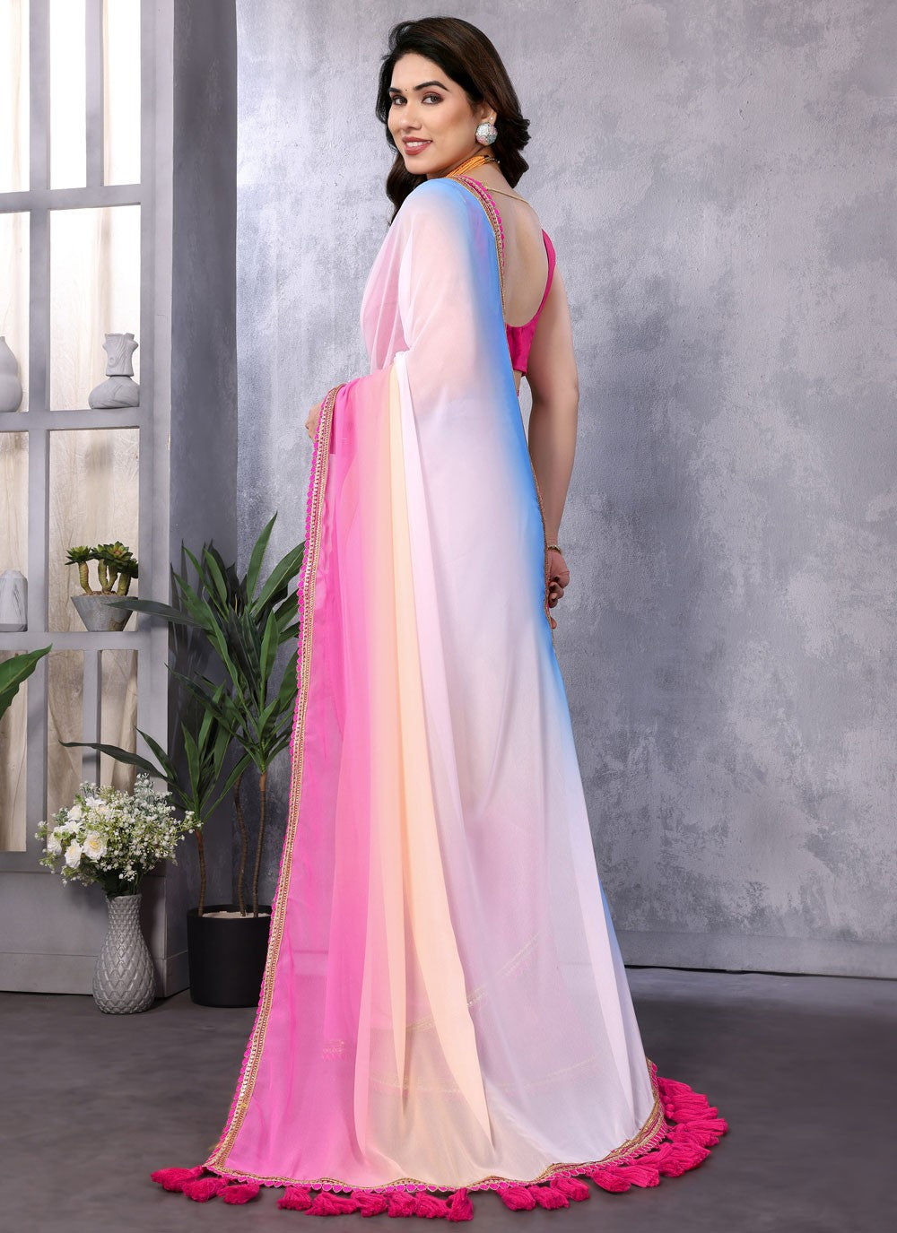 Classic Saree Border Work Mustard Georgette Saree S12472