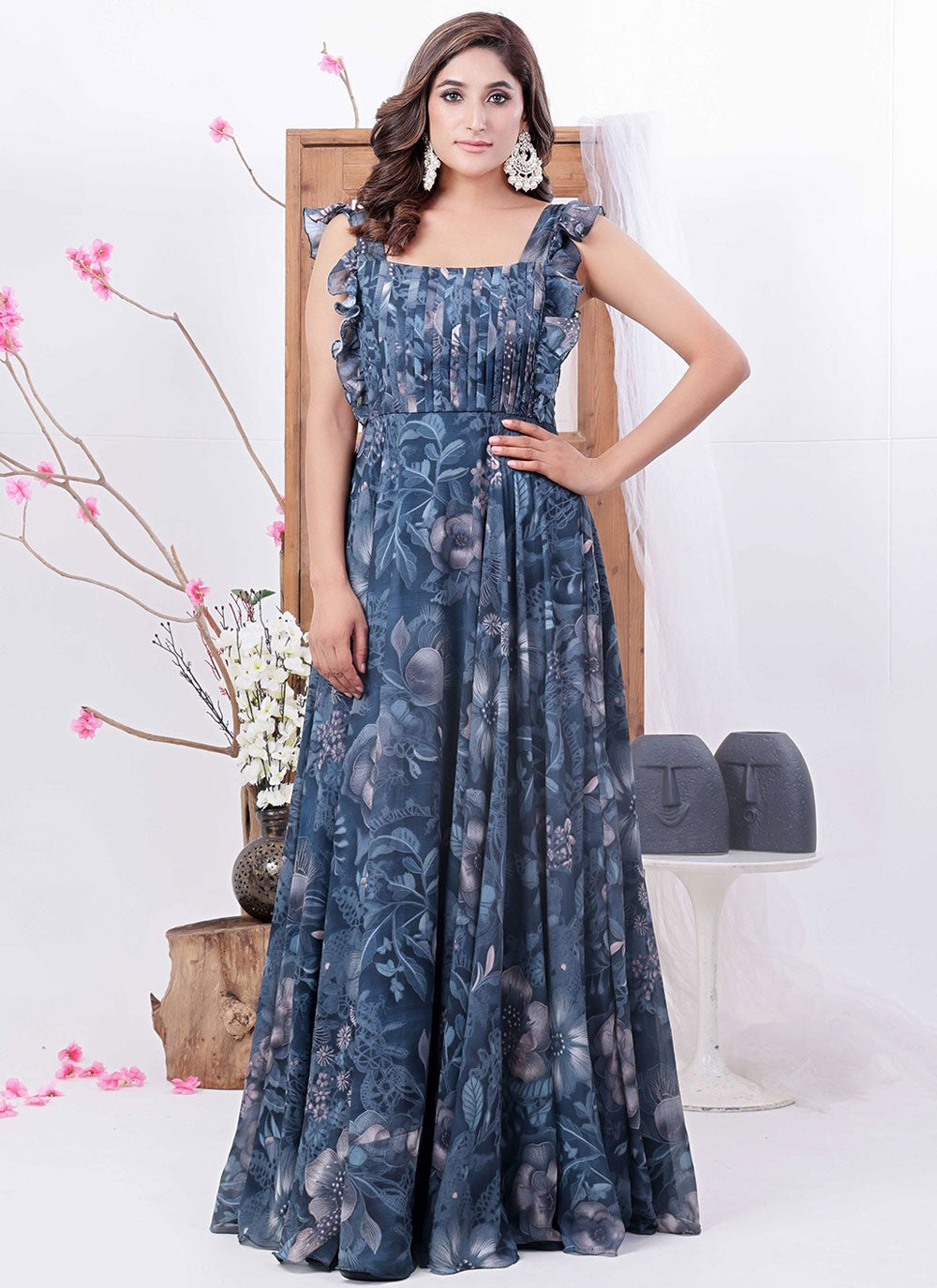 Printed Polyester Gown - G1774
