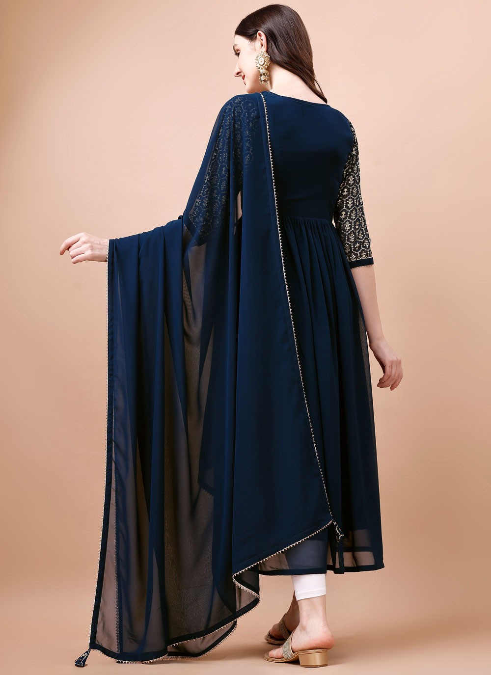 Border Work Satin Silk Gown - G1780