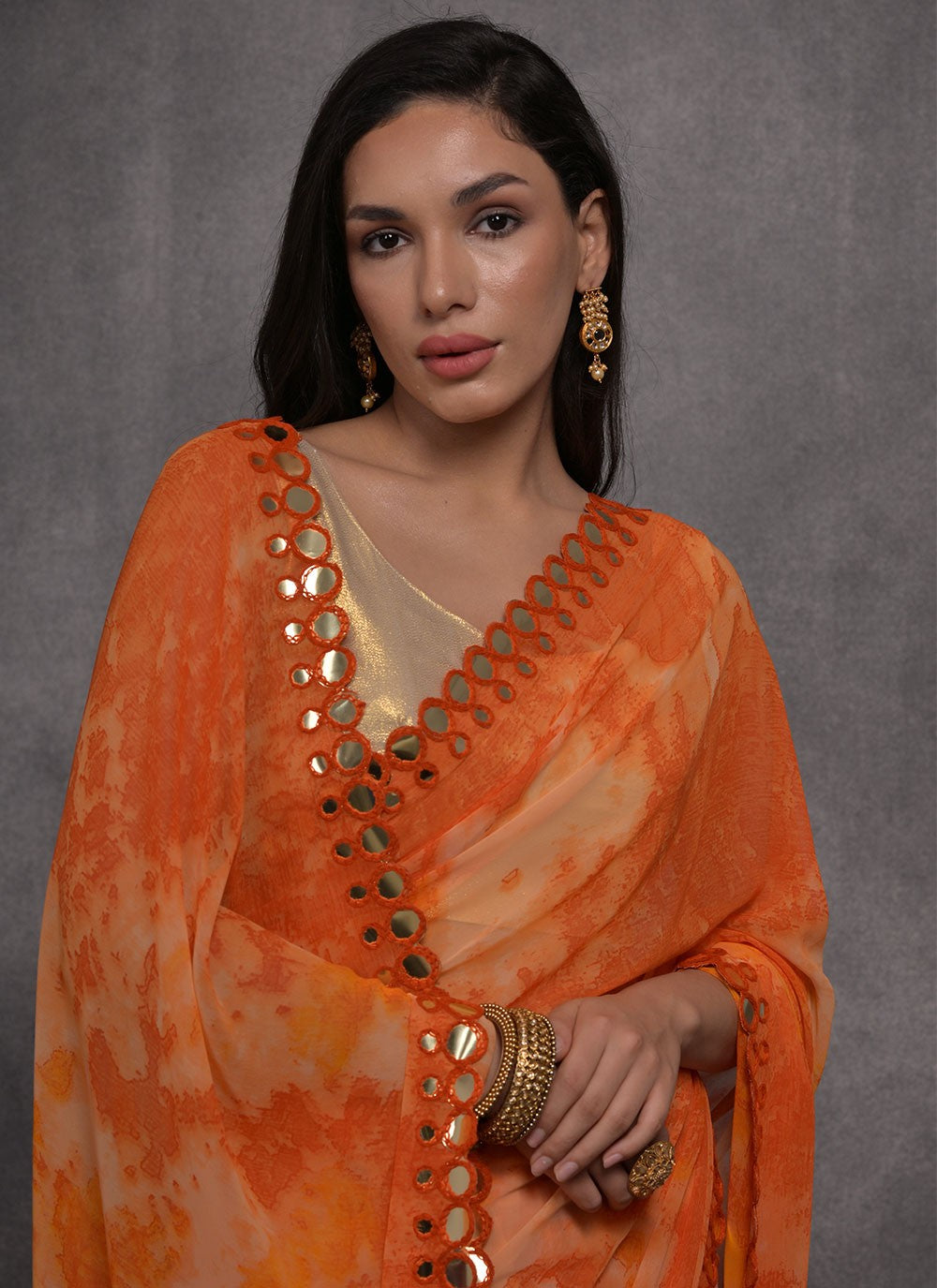 Contemporary Mirror Georgette Saree - S4734