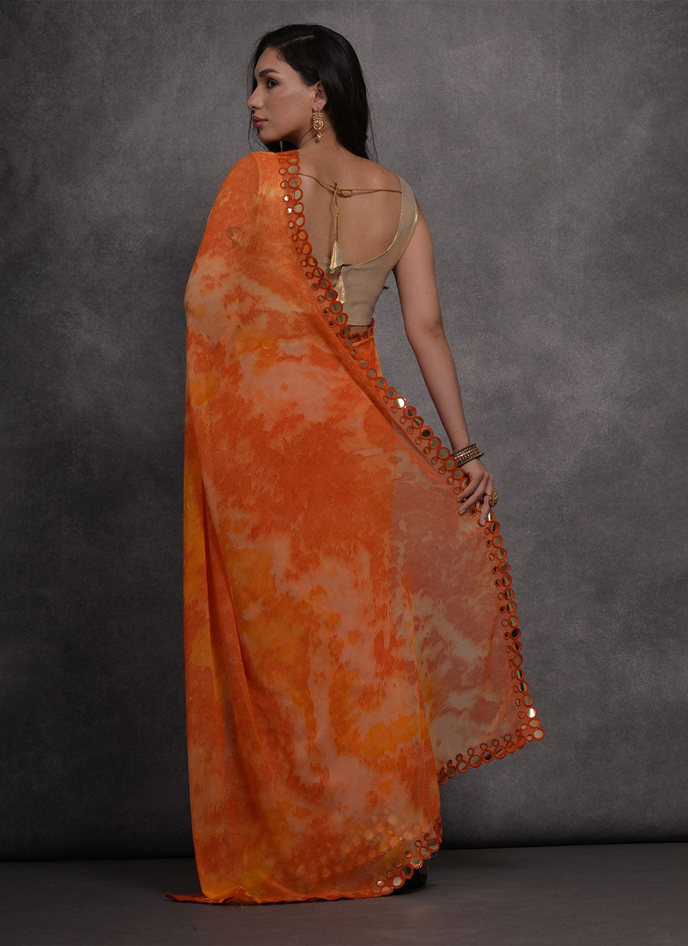 Contemporary Mirror Georgette Saree - S4734