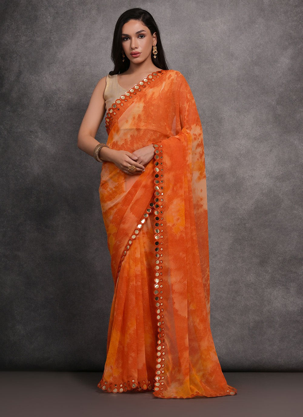 Contemporary Mirror Georgette Saree - S4734